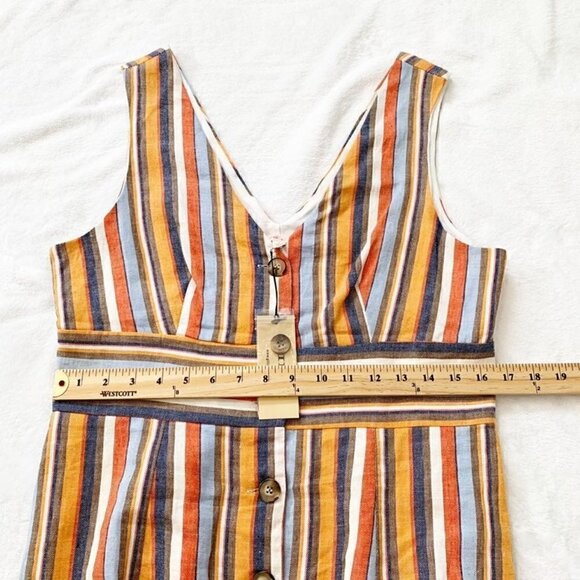 NEW Gilli linen blend bold striped dual v-neck sleeveless fitted lined dress - Picture 9 of 10